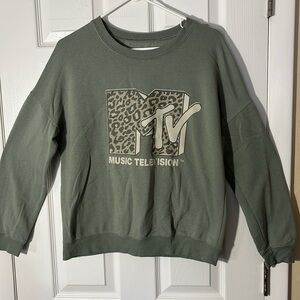 MTV  Viacom womans, crewneck sweatshirt, sage green music television